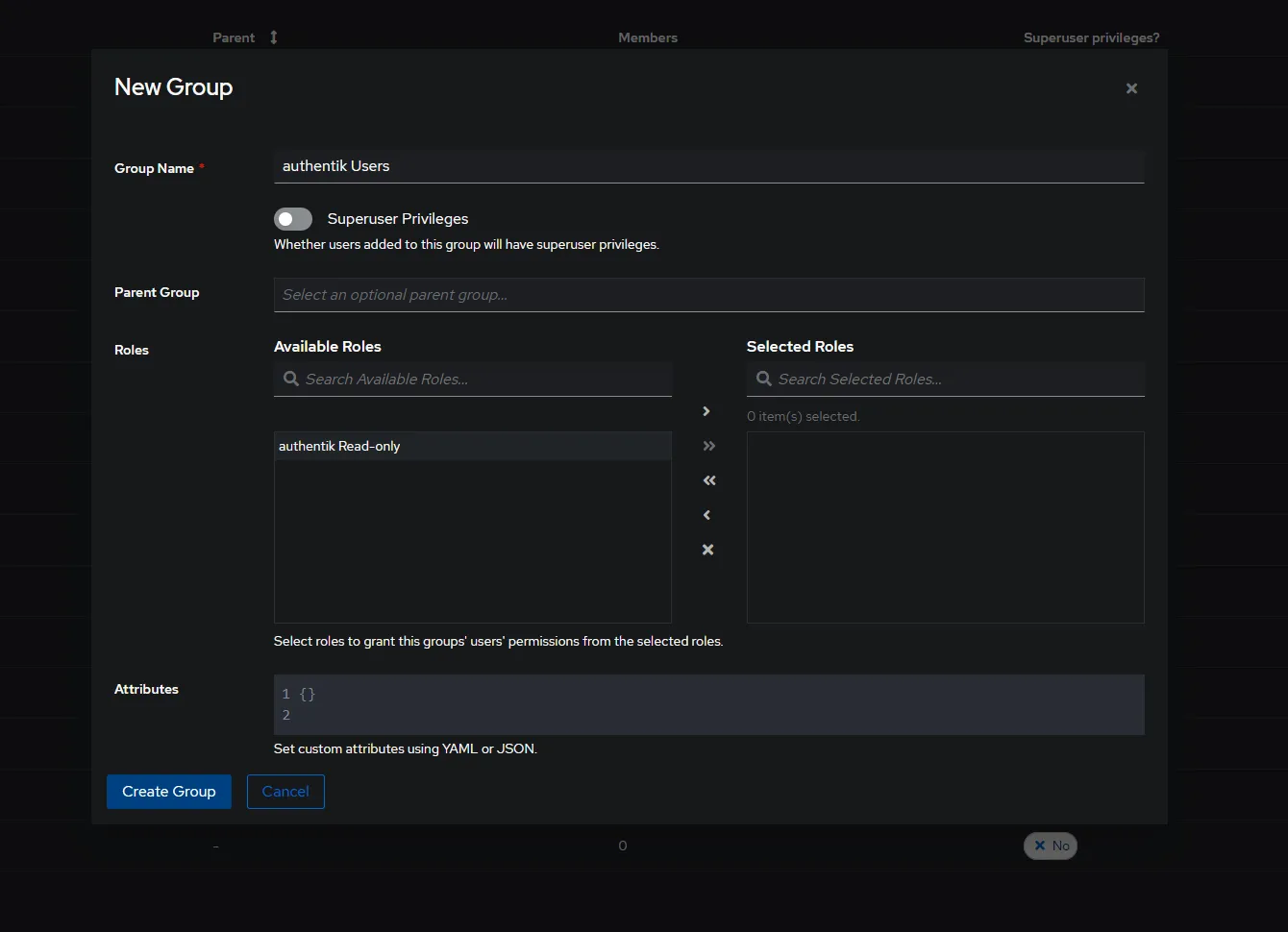 Authentik login screen