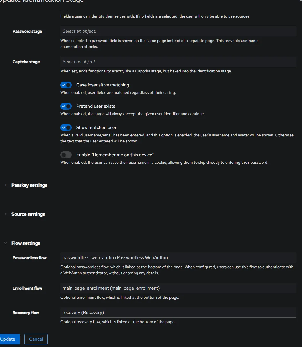 Authentik login screen