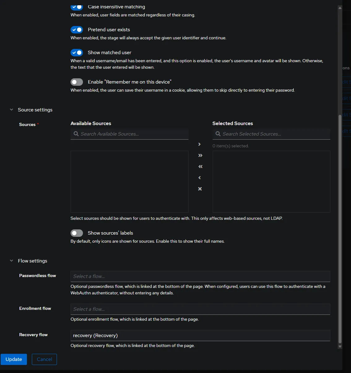 Authentik login screen