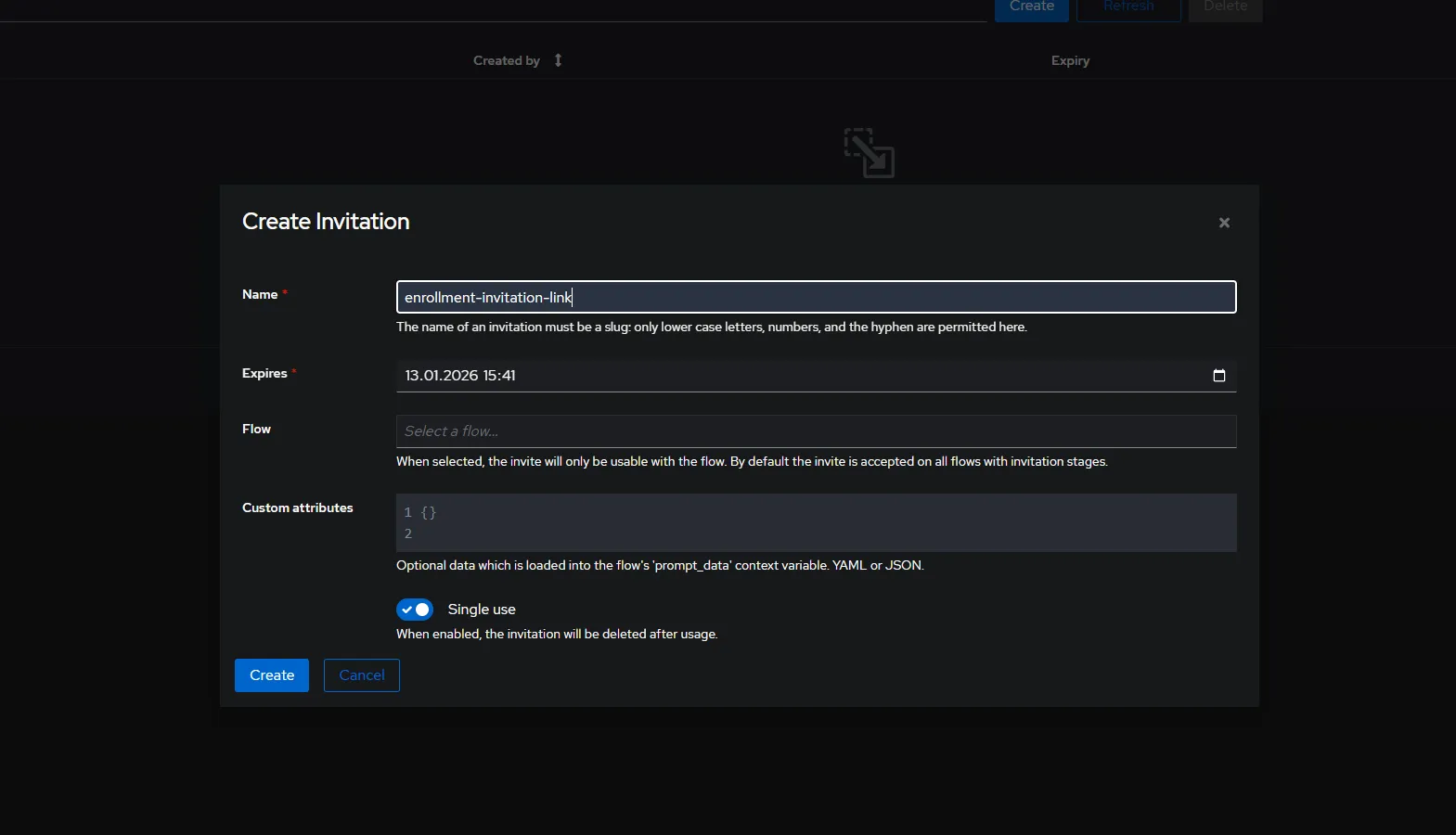 Authentik login screen
