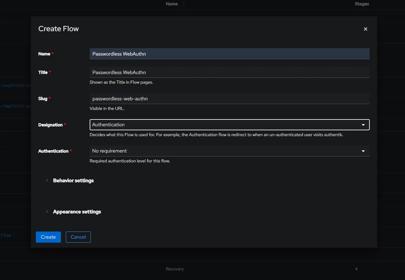 Authentik login screen