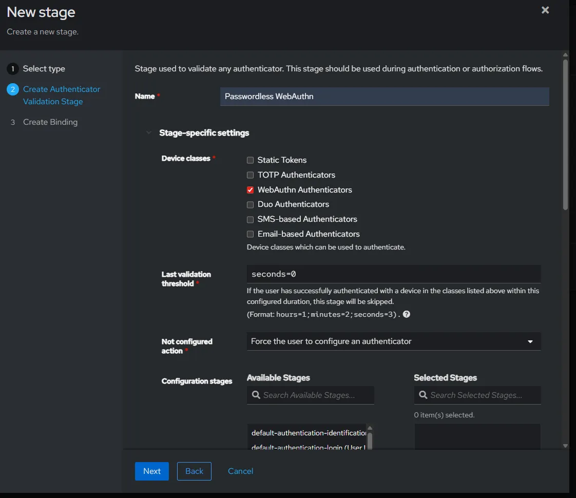 Authentik login screen