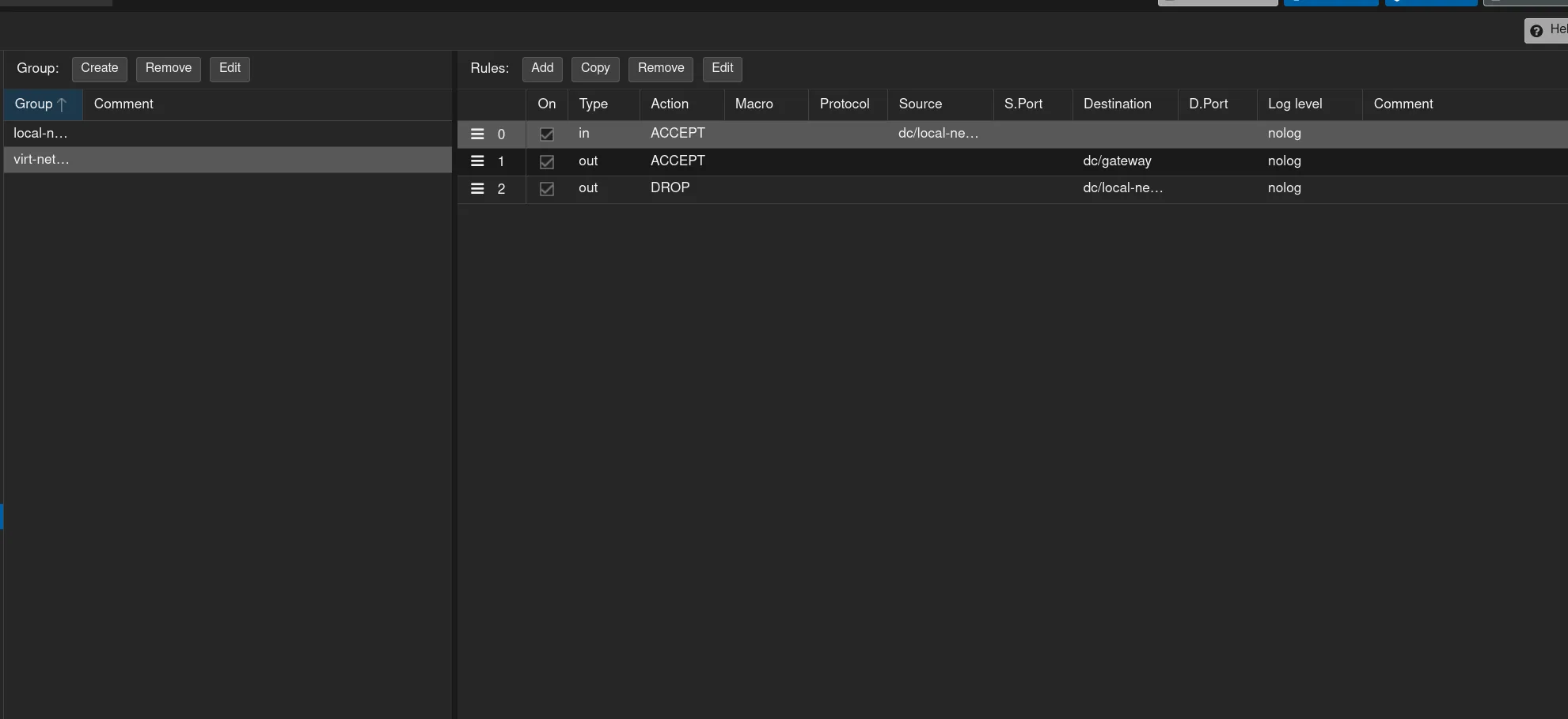 Три правила firewall