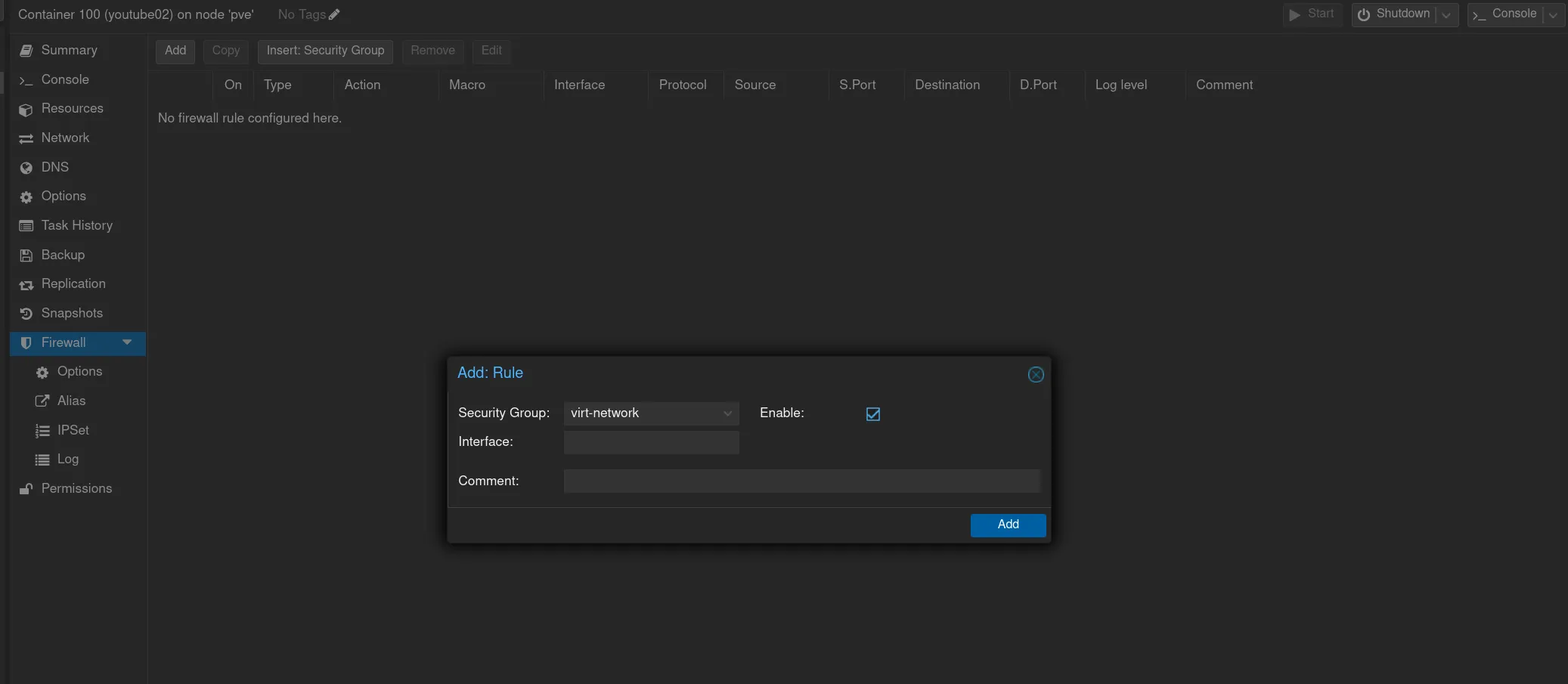 Активируем нашу security group