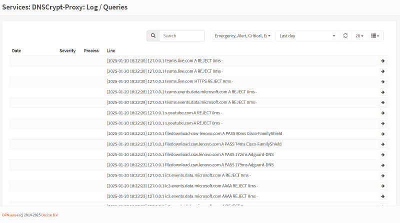 Просмотр журнала запросов
