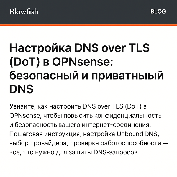Безопасный DNS: настройка DNS over TLS в OPNsense с помощью Unbound DNS