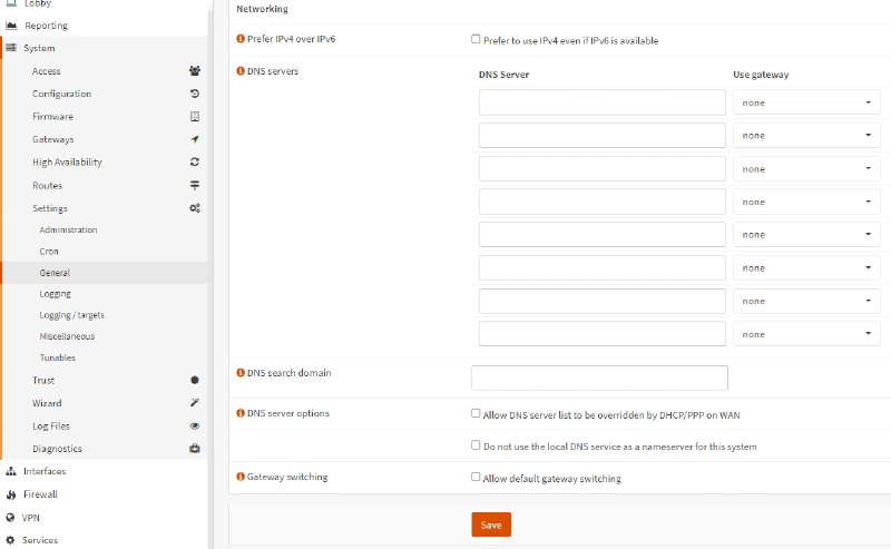 DNS servers settings on OPNsense