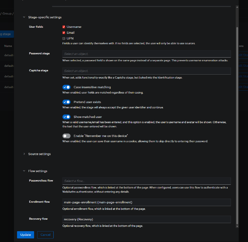 Binding the Enrollment Flow to the default-authentication-identification stage
