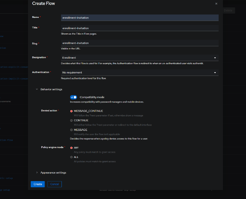 Creating the enrollment invitation flow with compatibility mode