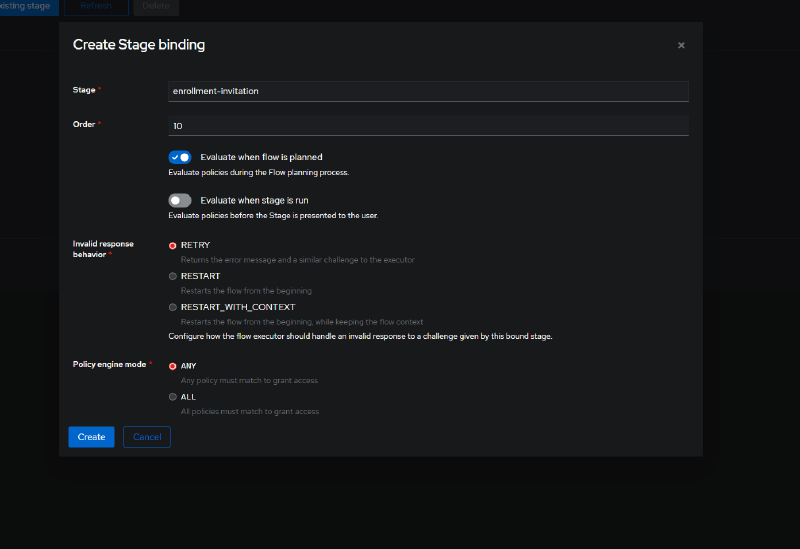 Binding the Invitation Stage to the enrollment invitation flow