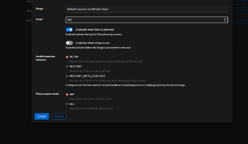 Binding the default-source-enrollment-login stage to the enrollment invitation flow