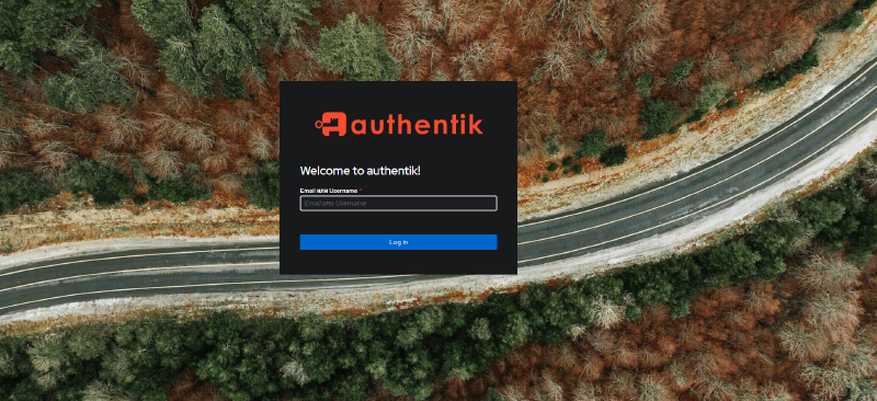 Authentik login screen