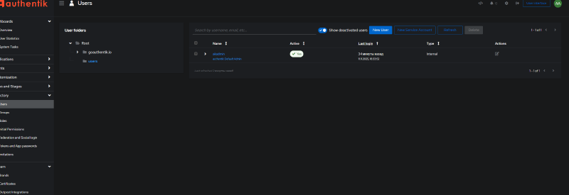 authentik new user button