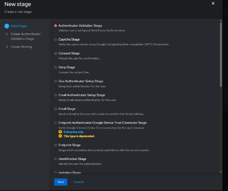 Creating an Authenticator Validation Stage for the passwordless flow