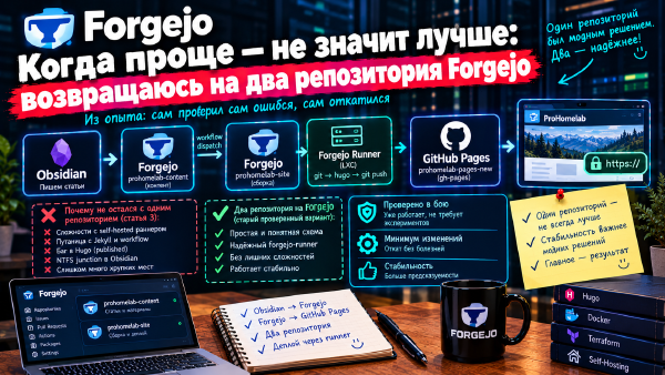 Когда проще - не значит лучше. Возвращаюсь на два репозитория Forgejo