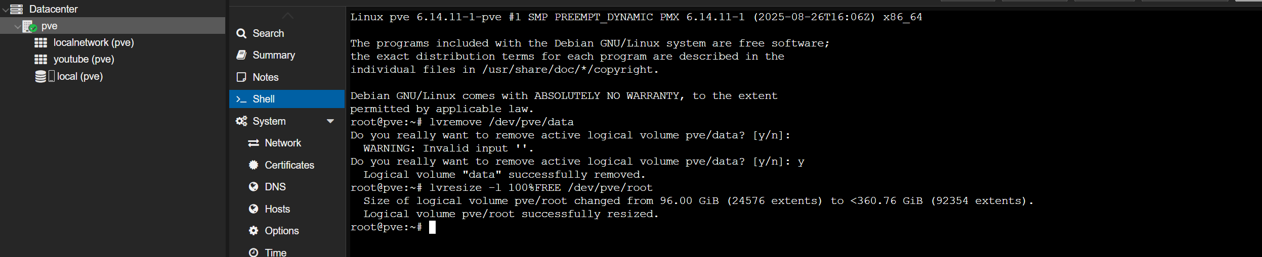 увеличение lvm