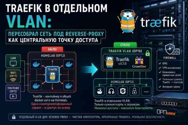 Traefik в отдельном VLAN: настройка firewall в OPNsense