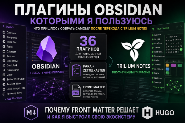 Плагины Obsidian, которыми я пользуюсь