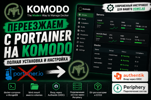 Переезжаем с Portainer на Komodo: полная установка и настройка