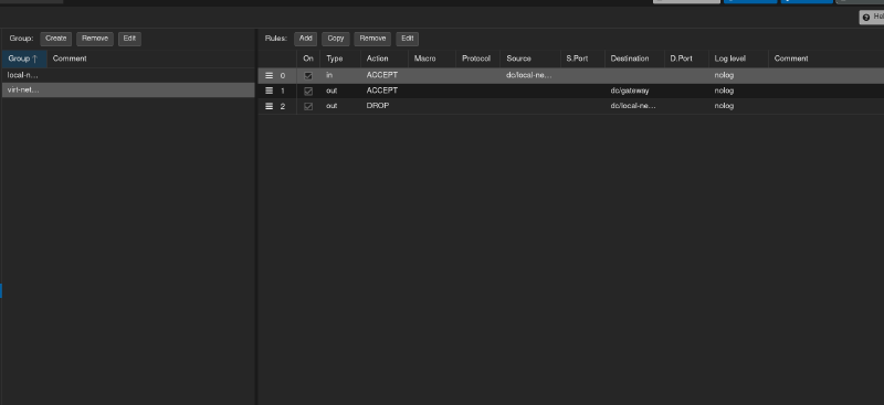Три правила firewall