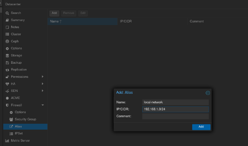 создаем alias