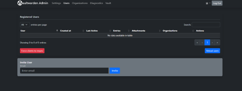 The Users section in the admin panel